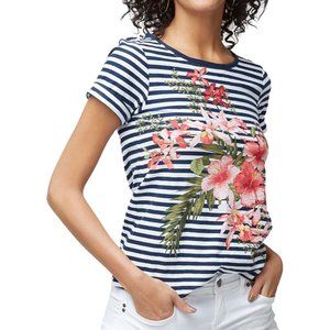 Tommy Bahama Orchid Black and White Stripes Top